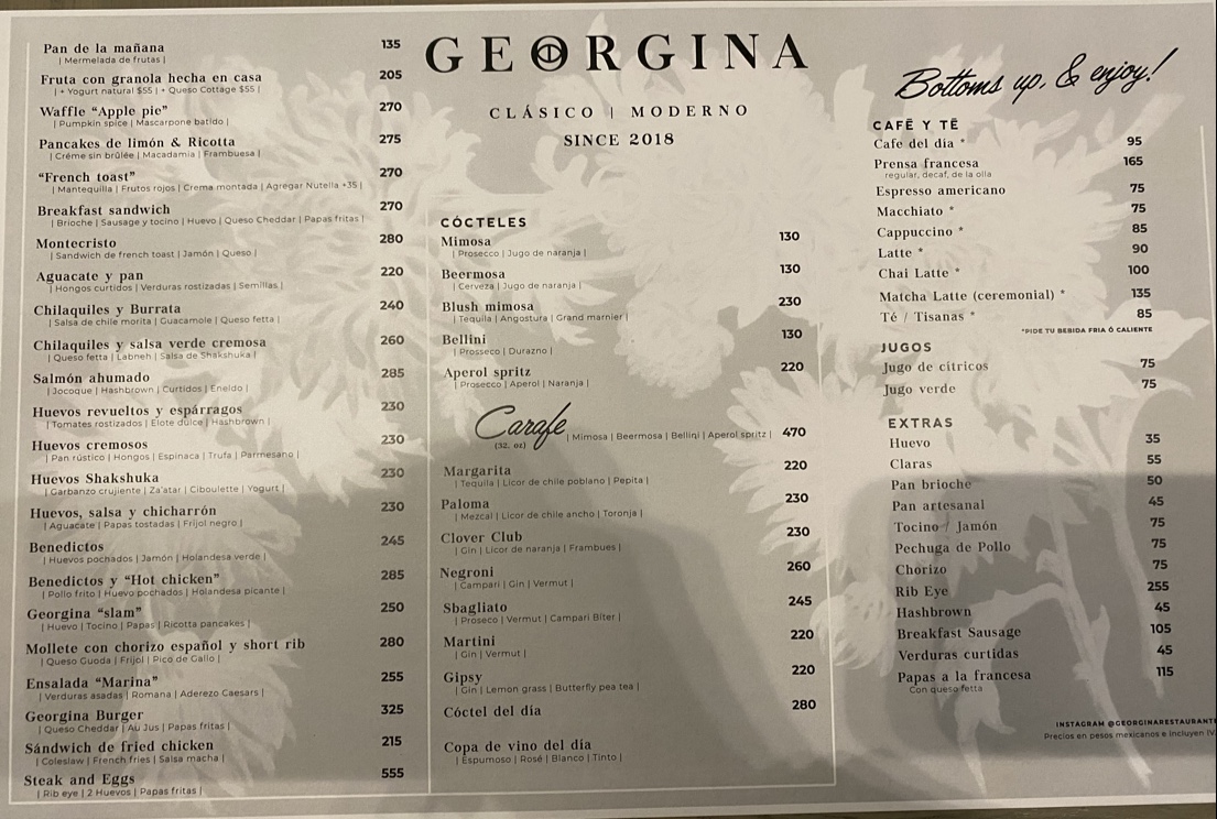 Georgina Restaurante Menu - Image 1